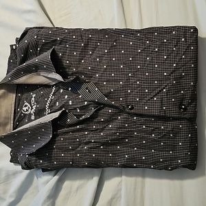 Mens black and grey bugatchi button down, sized 17½ neck